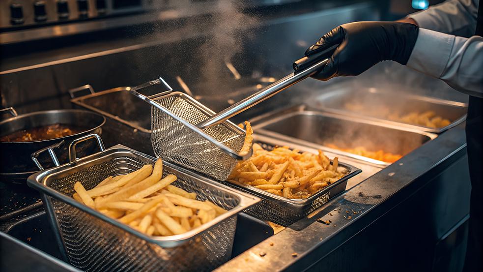 Frites en cuisson